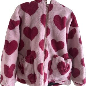 Aelfric Eden Pink and Red Heart Fleece Jacket